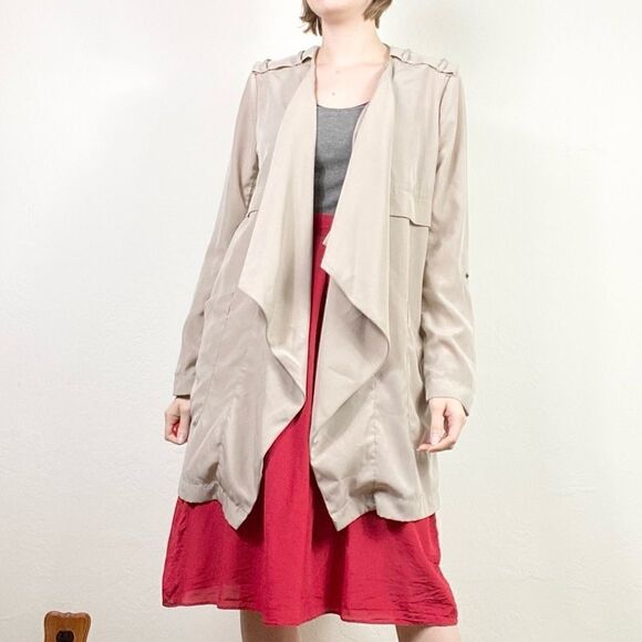 Forever 21 Beige Open Face Waterfall Cardigan Coat - Picture 1 of 6